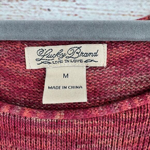 Lucky Brand Boat Neck Stretch Pullover Sweater Womens Medium Red Rust - Picture 6 of 11